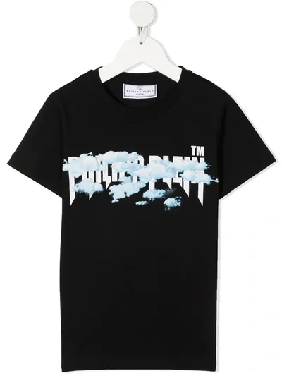 Philipp Plein Kids' Graphic-print Logo T-shirt In Black