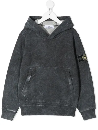 Stone Island Junior Kids' Dust-treated Loopback Jersey Hoodie In Grey