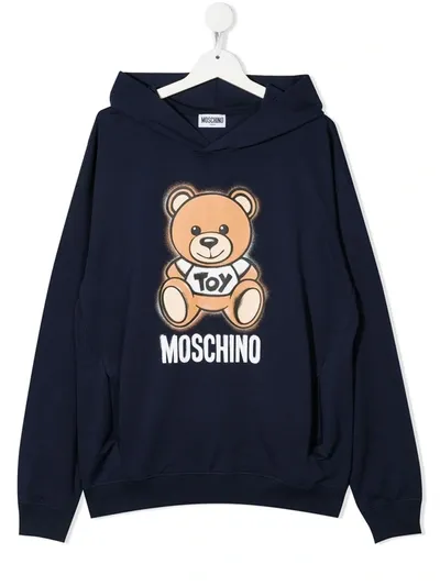 Moschino Kids' Toy Bear Hoodie In Blue