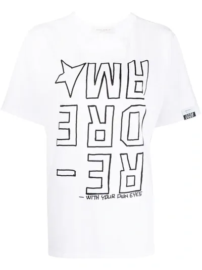 Golden Goose Word-print Star T-shirt In White