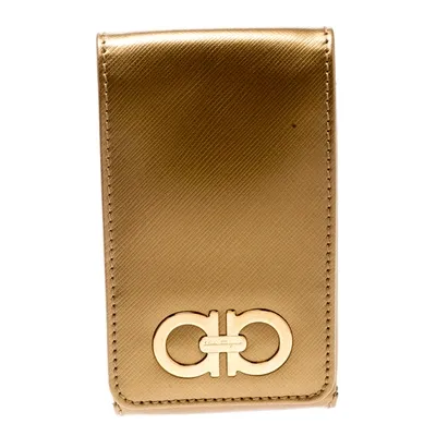 Pre-owned Ferragamo Gold Leather Iphone 4 Case