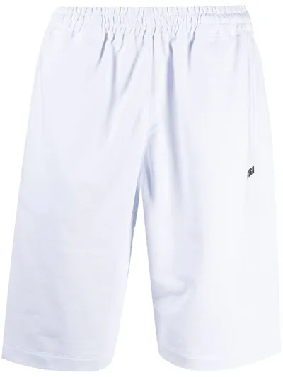 Msgm Logo Print Cotton Jersey Shorts In White