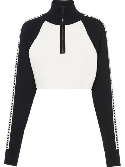 Miu Miu Logo-print Cropped Jumper In White