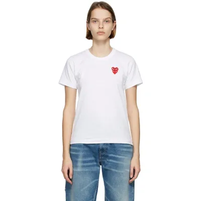 Comme Des Garçons Play ホワイト & レッド Layered Heart T シャツ In White