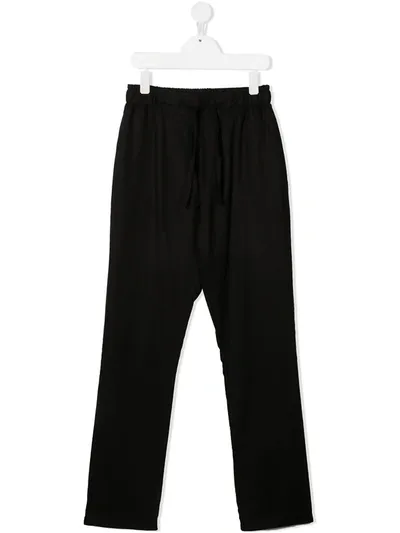 Paolo Pecora Teen Linen-blend Drawstring Trousers In Black