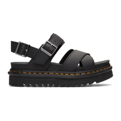 Dr. Martens' Voss Ii Cross-straps Leather Sandals In Black Hydr