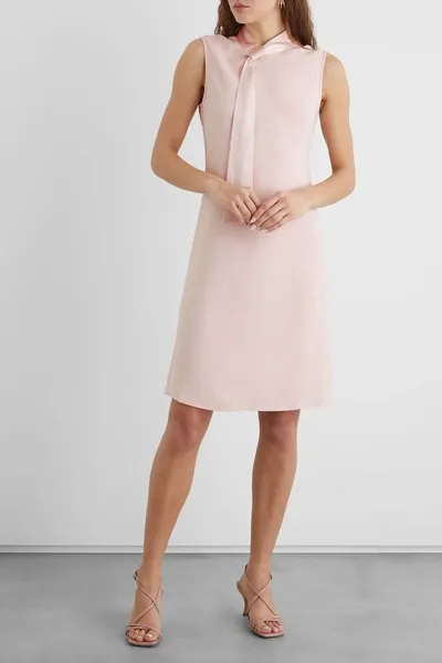 Iris & Ink Alice Tie-neck Satin-crepe Mini Dress In Blush