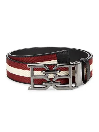 Bally B-chain Reversible Leather & Nylon Belt In Black