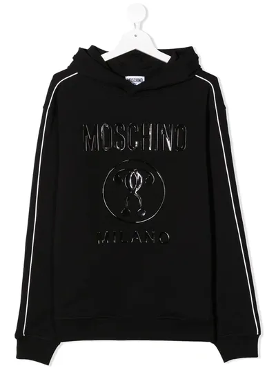 Moschino Teen Logo-appliqué Hoodie In Black