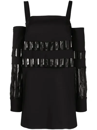 Just Cavalli Cold-shoulder Mini Dress In Black