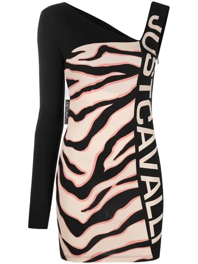 Just Cavalli One-shoulder Bodycon Dress In Black