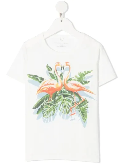 Stella Mccartney Kids' - Painty Flamingo Cotton T-shirt In Off White