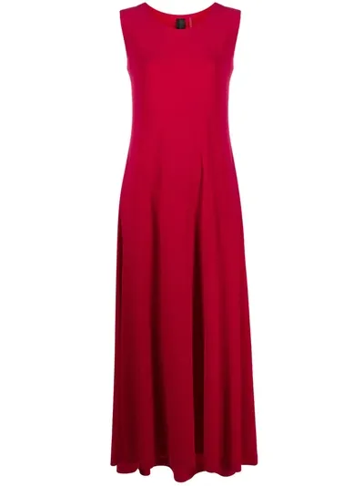 Norma Kamali Sleeveless Long Swing Dress In Red