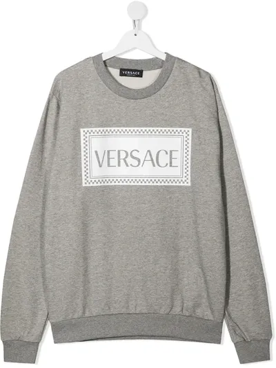 Young Versace Teen 90s Vintage Logo Sweatshirt In Grey