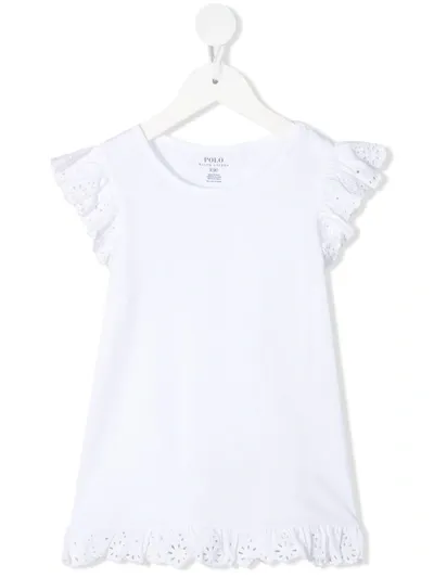 Ralph Lauren Kids' Ruffle Short-sleeve T-shirt In White