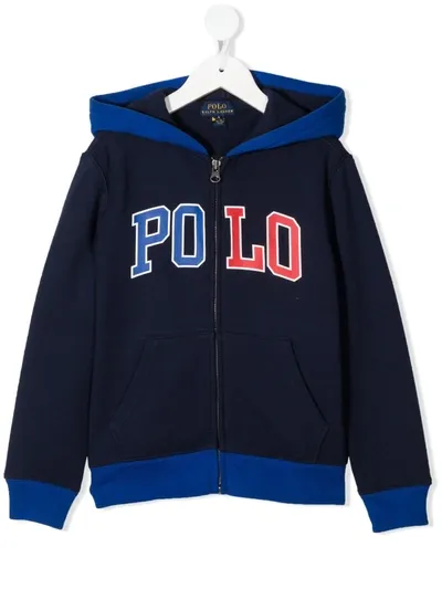 Ralph Lauren Kids' Logo Zipped Hoodie In Blue