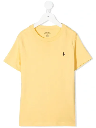 Ralph Lauren Kids' Logo-embroidered Cotton T-shirt In 黄色