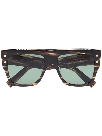 Balmain Eyewear Tortoiseshell Square-frame Sunglasses In Brown