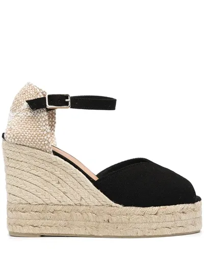 Castaã±er Bianca 100 Black Canvas Wedge Espadrilles