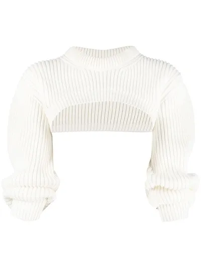 Alexander Mcqueen Cropped Ribbed-knit Jumper In Neutrals