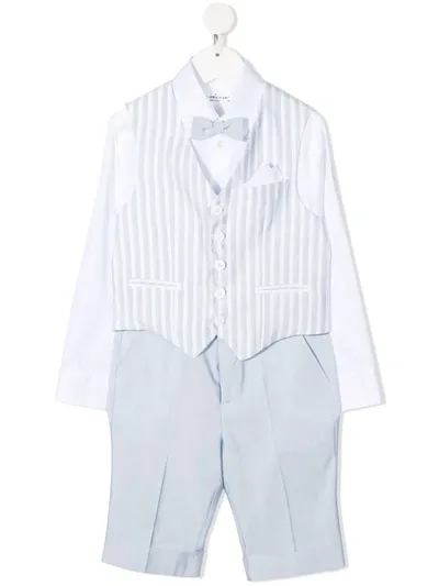 Colorichiari Kids' Striped-waistcoat Suit In Blue