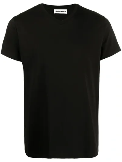 Jil Sander V-neck Short-sleeve T-shirt In Black