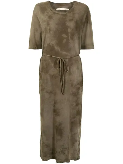 Raquel Allegra Tie-dye Print Tie-waist Dress In Brown