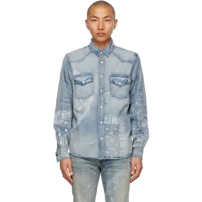 Amiri Screen Print Bandana Shirt In Blue