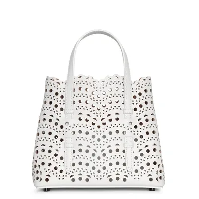 Alaïa Mina 20 Vienne Vague White Leather Tote Bag