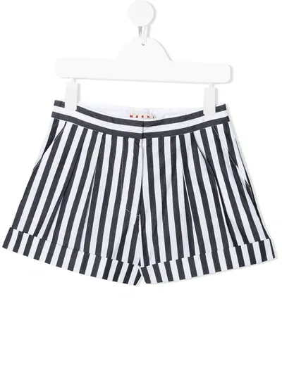 Marni Kids' Stripe-print Tailored Shorts In Blue