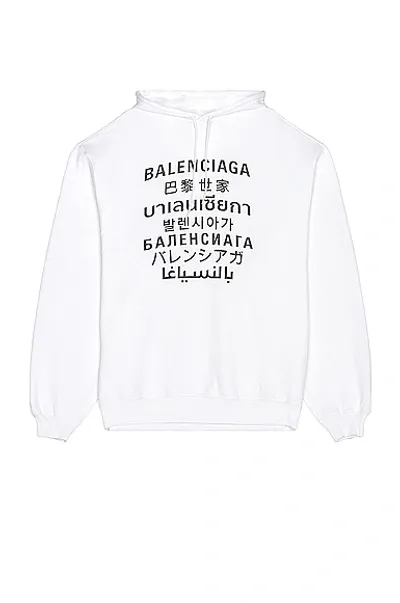 Balenciaga Translation Logo-print Hoodie In White