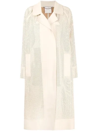 Stella Mccartney Perforated Belted Oversize Trench Coat In Neutrals