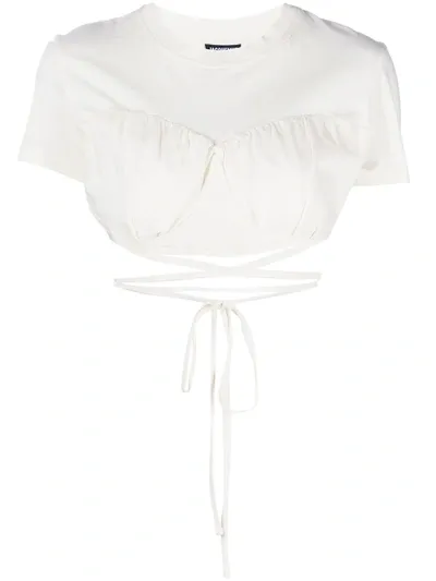 Jacquemus Baci Wrap-tie Top In Nude