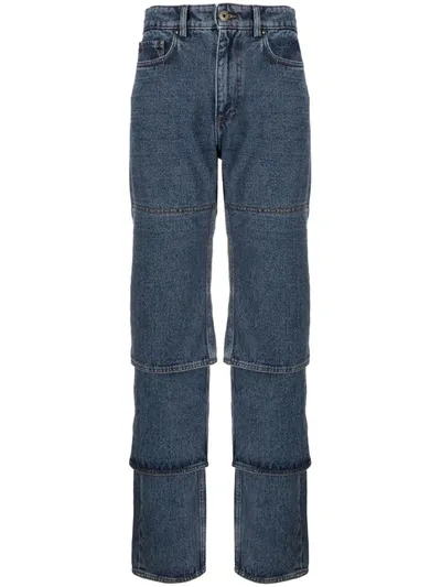 Y/project Layered Tapered-leg Jeans In Blau