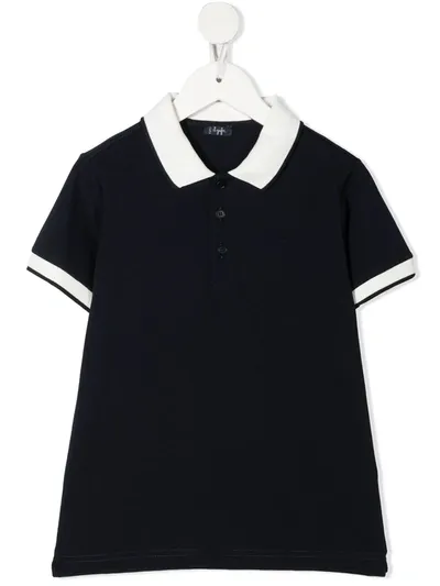 Il Gufo Kids' Two-tone Cotton Polo Shirt In Blue