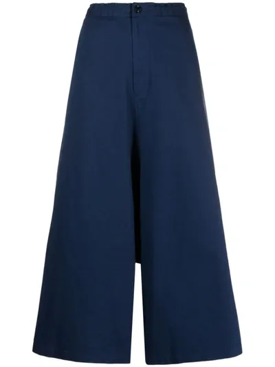 Y's Drop-crotch Wide Leg Trousers In Blue