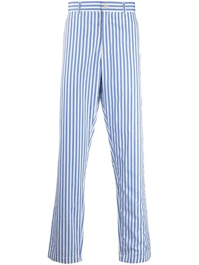 Comme Des Garçons Shirt Striped Tailored Trousers In Blue