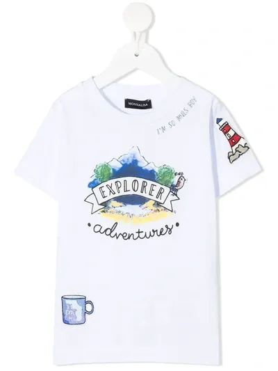 Monnalisa Kids' Explorer Graphic Print T-shirt In White