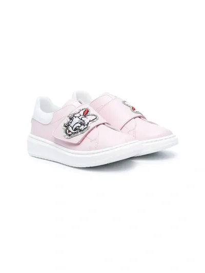 Monnalisa Kids' Daisy Appliqué Leather Sneakers In Pink