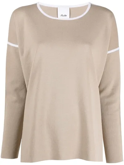 Allude Contrast Trim Jumper In Neutrals