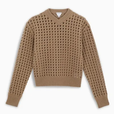 Bottega Veneta Sand Sweater With Holes In Beige