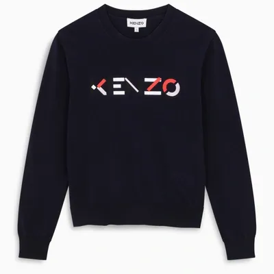 Kenzo Blue Sweatshirt With Multicolour Logo Print