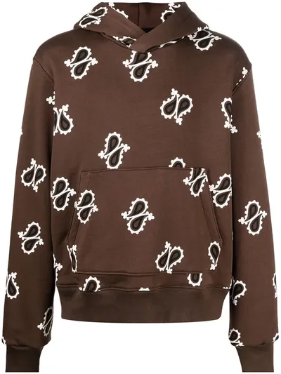 Amiri Paisley-print Cotton Hoodie In Brown