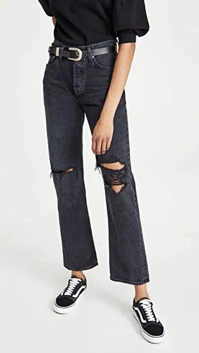 Agolde Lana Mid Rise Vintage Straight Jeans In Multi