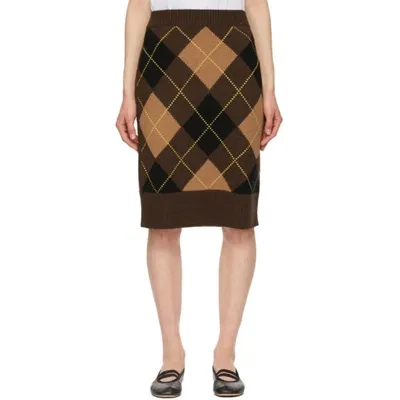 Burberry Ayla Argyle Wool And Cashmere-blend Skirt In Braun