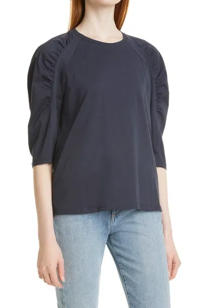 Ba&sh Celian Raglan Ruched Sleeve T-shirt In Bleunuit