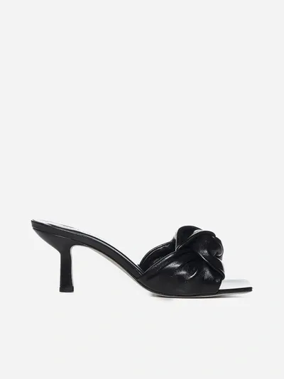 By Far Lana Square-toe Knotted Leather Mules In Black