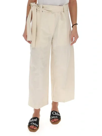 Moncler Genius + 2 Moncler 1952 Cropped Cotton And Linen-blend Wide-leg Pants In Beige