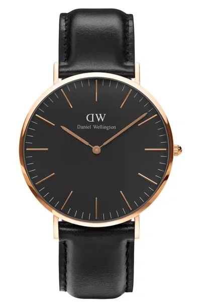 Daniel Wellington Classic Sheffield Black Dial 40 Mm Watch Dw00100127 In Gold