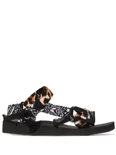 Arizona Love Brown Trekky Leopard Print Bandana Sandals